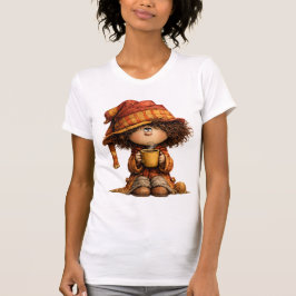 Cozy Cute Girl with Coffee T-Shirt Tシャツ