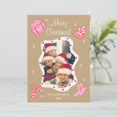 Cozy Cute Sweater Weather Doodle Holiday Card シーズンカード (スタンド正面)