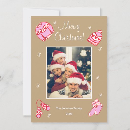 Cozy Cute Sweater Weather Doodle Holiday Card シーズンカード (正面)