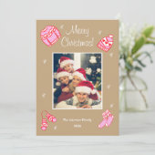 Cozy Cute Sweater Weather Doodle Holiday Card シーズンカード (スタンド正面)