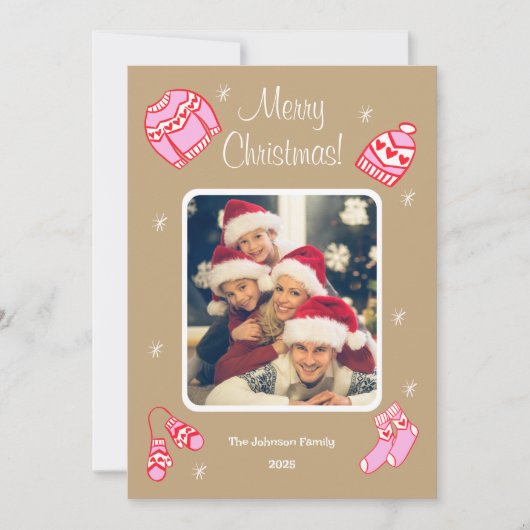 Cozy Cute Sweater Weather Doodle Holiday Card シーズンカード (正面)