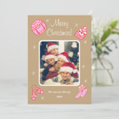 Cozy Cute Sweater Weather Doodle Holiday Card シーズンカード (スタンド正面)