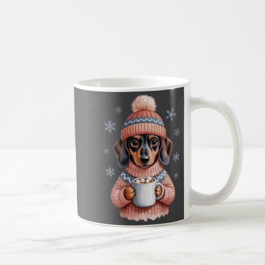 Cozy Dachshund Dog With Hot Cocoa Holiday Winter S コーヒーマグカップ (右)