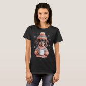 Cozy Dachshund Dog With Hot Cocoa Holiday Winter S Tシャツ (正面フル)