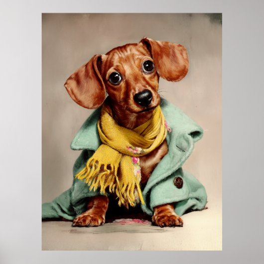 Cozy Dachshund Fashion Portrait ポスター (正面)