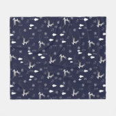 Cozy Dark Fleece Blanket with Silver Reindeer フリースブランケット (正面(横))