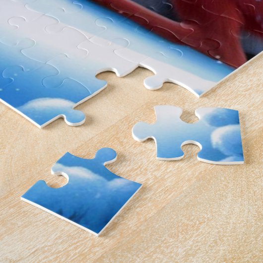 Cozy deer nestled by Christmas tree in forest ジグソーパズル (側面)