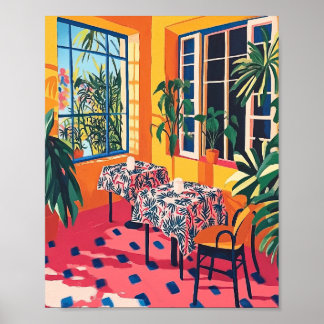 Cozy Dining Area Stylized Interior Poster Wall Art ポスター