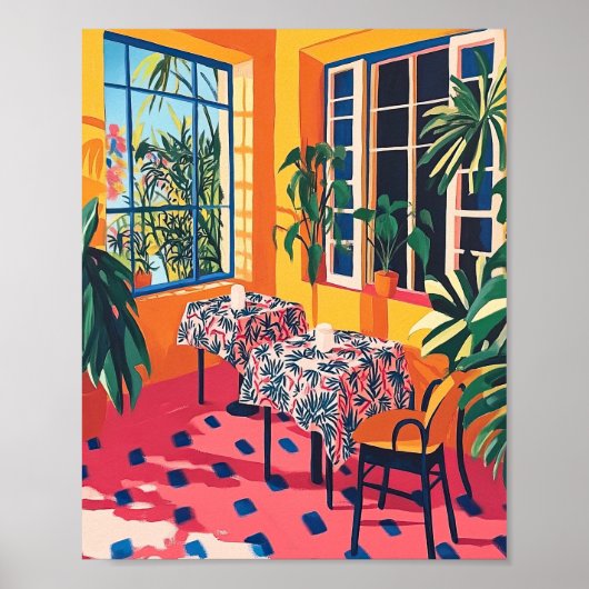 Cozy Dining Area Stylized Interior Poster Wall Art ポスター (正面)