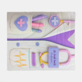 Cozy Doctor Blanket – Heart & Healing Design フリースブランケット (正面(横))