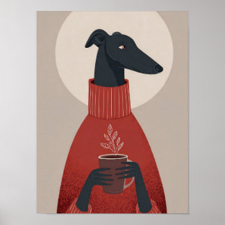 Cozy Dog Art – Mug & Steam ポスター