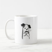 Cozy Dog with Coffee Mug | Minimalist Line Art Pet コーヒーマグカップ (左)
