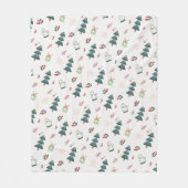 Cozy Dusty Blue Watercolor Christmas Tree Pattern フリースブランケット (正面)