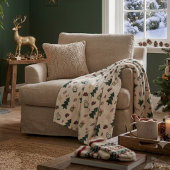 Cozy Dusty Blue Watercolor Christmas Tree Pattern フリースブランケット