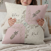 Cozy Dusty Pink Rose Book Lover Décor クッション