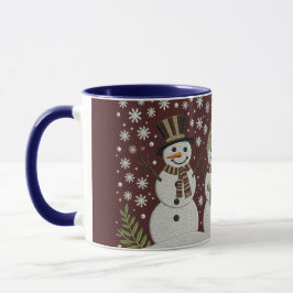 Cozy Embroidered Snowman Winter Mug マグカップ