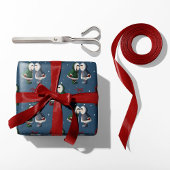 Cozy Eskimo Kiss Blue Christmas ラッピングペーパー