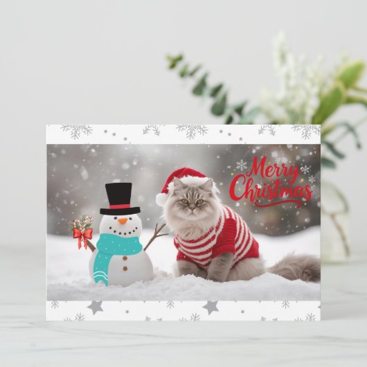 Cozy Exotic Shorthair Cat Christmas Personalized  (スタンド正面)