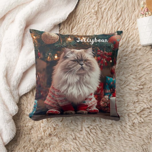Cozy Exotic Shorthair Cat Christmas Personalized  クッション (ブランケット)