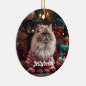 Cozy Exotic Shorthair Cat Christmas Personalized  セラミックオーナメント (右)