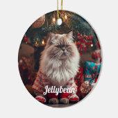 Cozy Exotic Shorthair Cat Christmas Personalized  セラミックオーナメント (左)