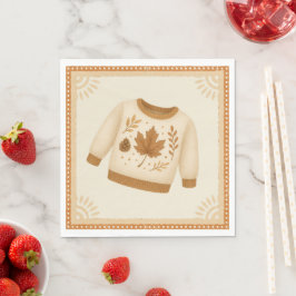 Cozy Fall Baby Shower | ニュートラルクリームとオレンジ スタンダードランチョンナプキン