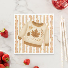 Cozy Fall Baby Shower | ニュートラルクリームとオレンジ スタンダードランチョンナプキン