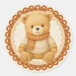 Cozy Fall Baby Shower | ニュートラルクリームとオレンジ ラウンドシール
