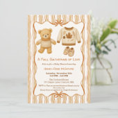 Cozy Fall Baby Shower | ニュートラルクリーム&オレンジ 招待状 (スタンド正面)