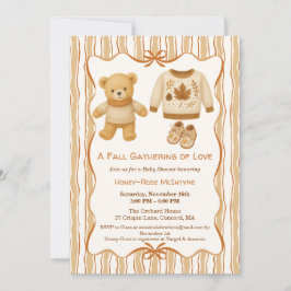 Cozy Fall Baby Shower | ニュートラルクリーム&オレンジ 招待状