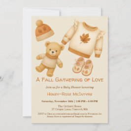 Cozy Fall Baby Shower | ニュートラルクリーム&オレンジ 招待状