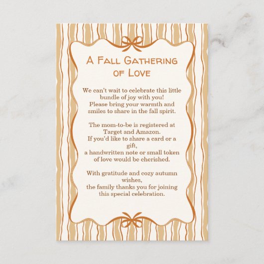 Cozy Fall Baby Shower | Neutral Cream & orange エンクロージャーカード (正面)