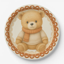 Cozy Fall Baby Shower | Neutral Cream & orange ペーパープレート