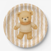 Cozy Fall Baby Shower | Neutral Cream & orange ペーパープレート (正面)