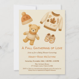 Cozy Fall Baby Shower | Neutral Cream & orange 招待状