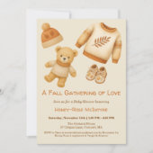 Cozy Fall Baby Shower | Neutral Cream & orange 招待状 (正面)