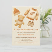 Cozy Fall Baby Shower | Neutral Cream & orange 招待状 (スタンド正面)
