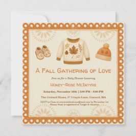 Cozy Fall Baby Shower | Neutral Cream & orange 招待状