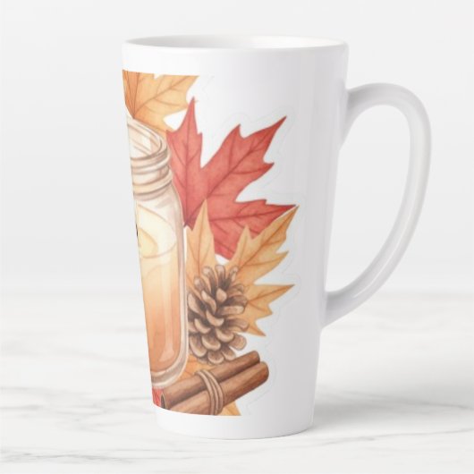 Cozy Fall Candle with Maple Leaves | Autumn Design カフェラテマグ (右)
