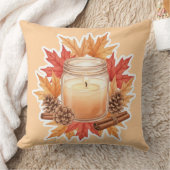 Cozy Fall Candle with Maple Leaves | Autumn Design クッション (ブランケット)