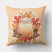 Cozy Fall Candle with Maple Leaves | Autumn Design クッション (裏面)