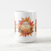 Cozy Fall Candle with Maple Leaves | Autumn Design コーヒーマグカップ (中央)