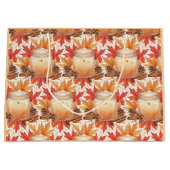 Cozy Fall Candle with Maple Leaves | Autumn Design ラージペーパーバッグ (正面)
