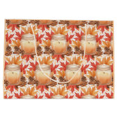 Cozy Fall Candle with Maple Leaves | Autumn Design ラージペーパーバッグ (裏面)