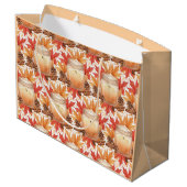 Cozy Fall Candle with Maple Leaves | Autumn Design ラージペーパーバッグ (裏面アングル)