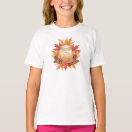 Cozy Fall Candle with Maple Leaves | Autumn Design Tシャツ