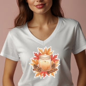 Cozy Fall Candle with Maple Leaves | Autumn Design Tシャツ