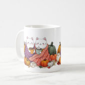 Cozy Fall Cats Mug with Pumpkins コーヒーマグカップ (正面左)