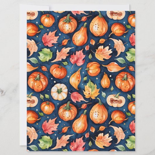 Cozy Fall Harvest Gourd & Pumpkin Pattern Paper (正面)