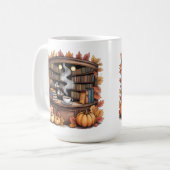 Cozy Fall Library Coffee Mug — Book Nook  コーヒーマグカップ (正面左)